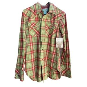 NWT Tasha Polizzi Green Plaid Pearl Snap Button Down Flannel Shirt- Size…